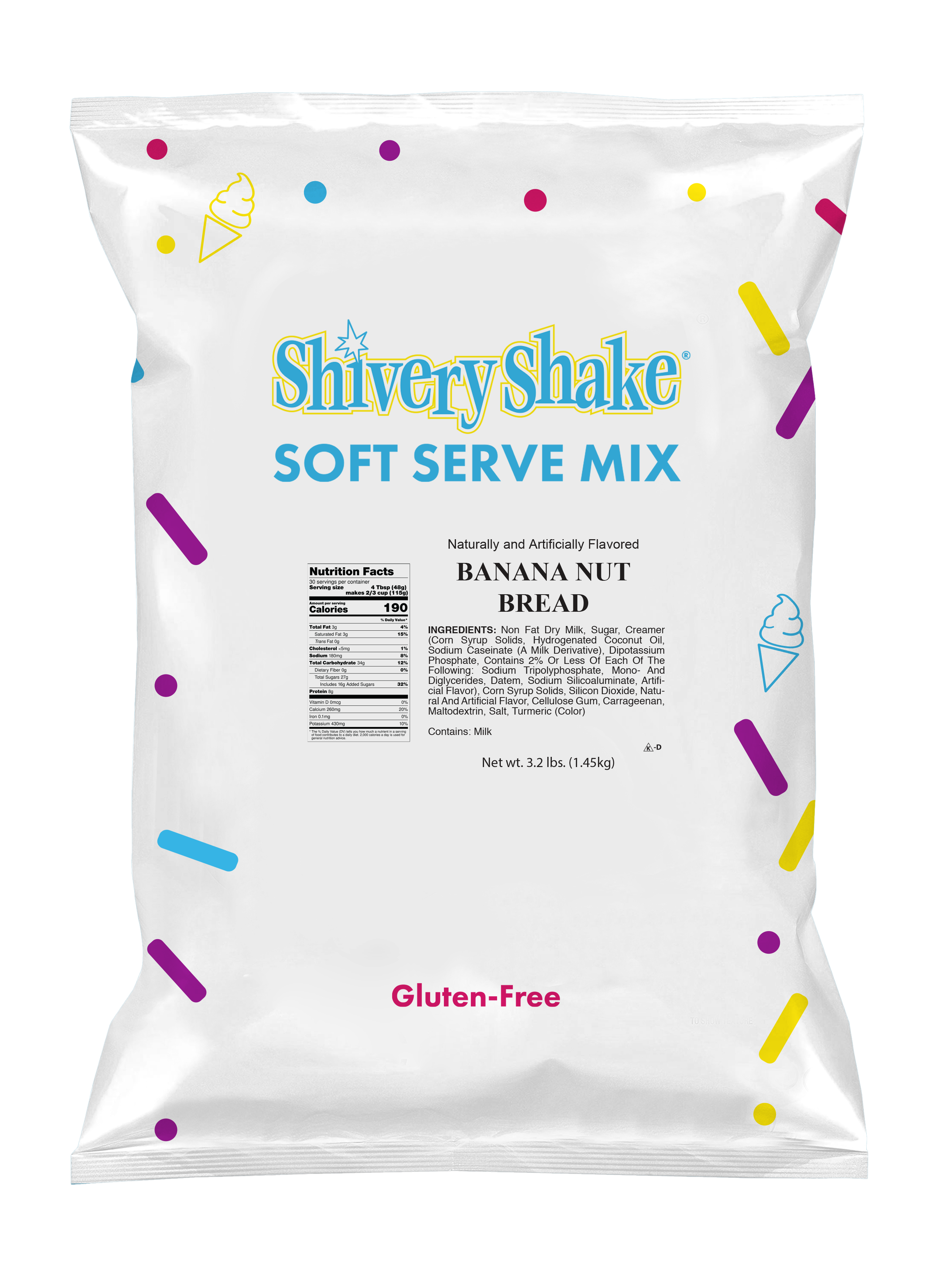 3.2 lb bag of banana nut bread soft serve mix