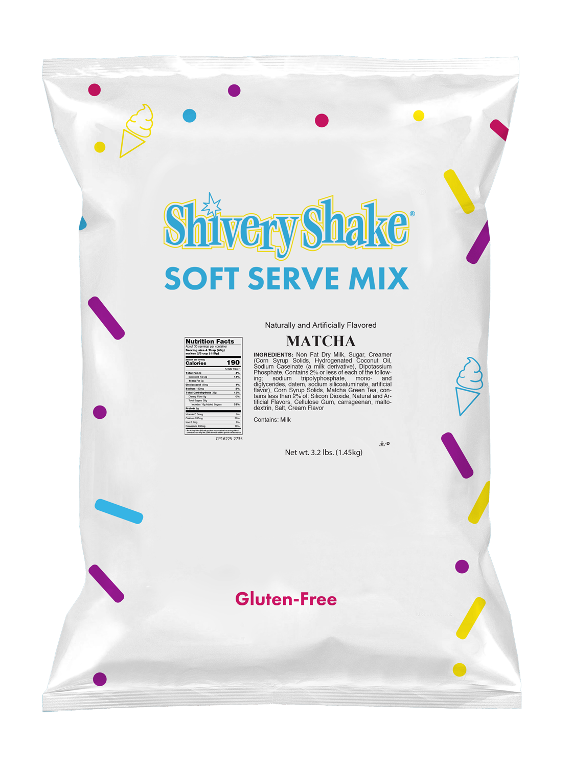 3.2 Lb Bag of Shivery Shake Matcha Soft Serve Mix